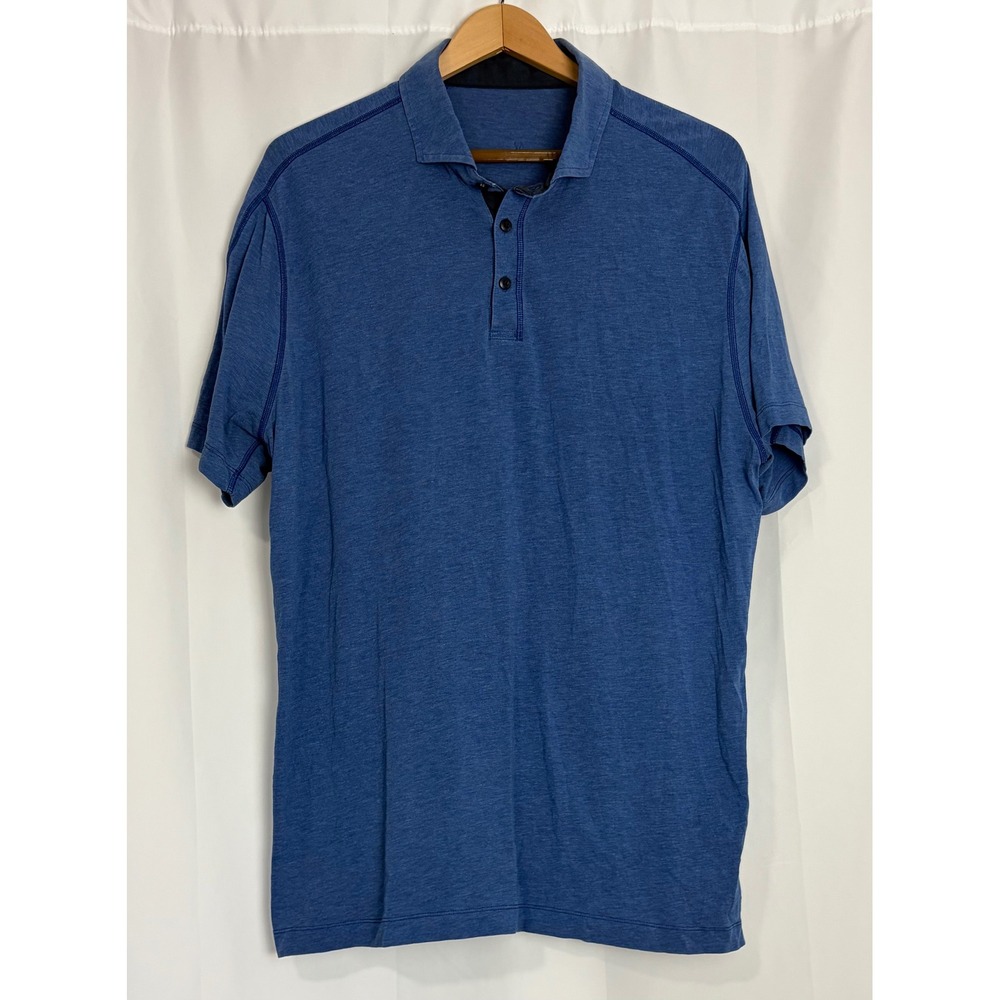 Lululemon Evolution Polo Shirt Mens XL Blue Heathered Short Sleeve Golf Top